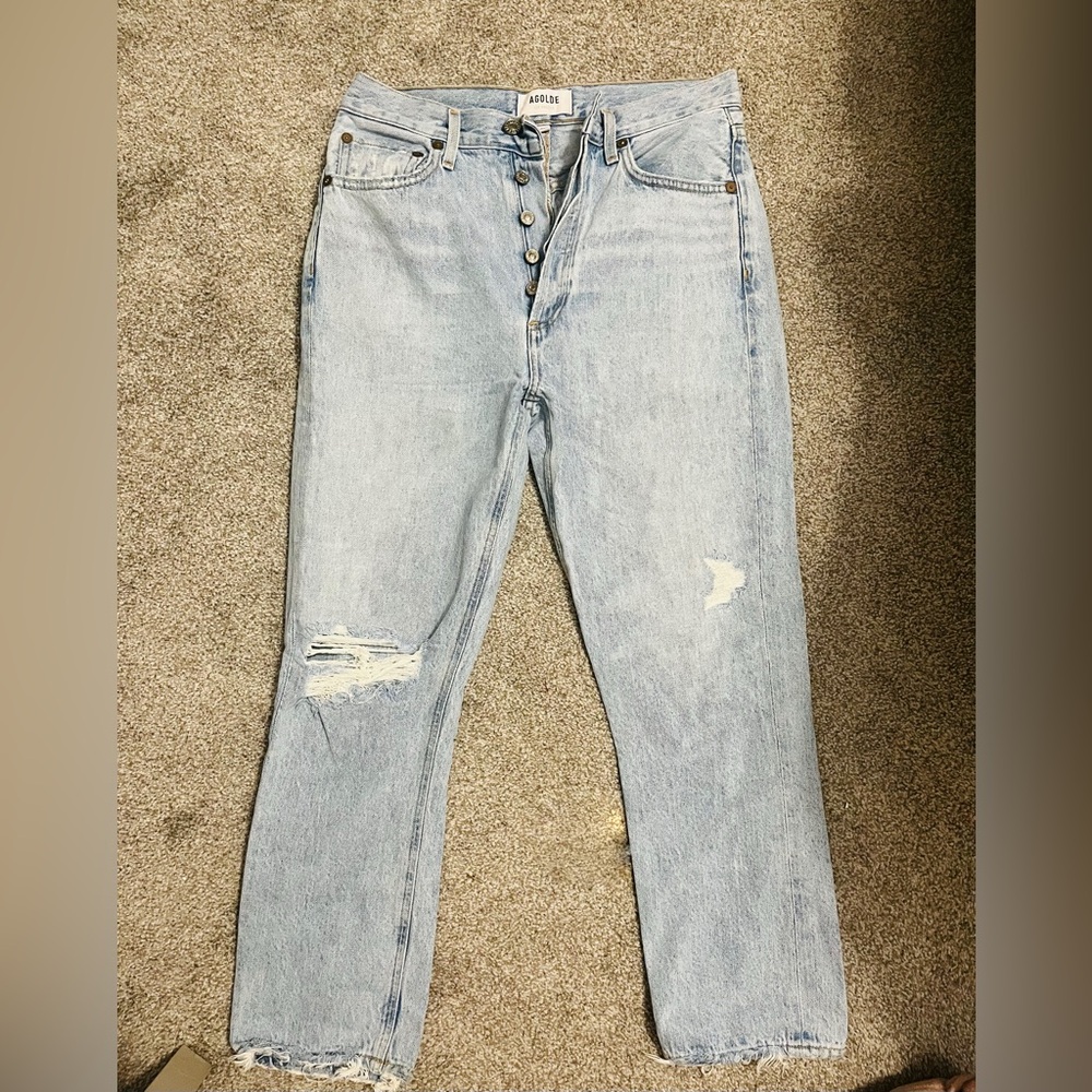 Agolde Los Angeles Riley High Rise Straight Cropped Jeans size 26 Like New